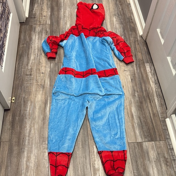 Kids Spider Man Fleece Onesie 🕷 zipper bum size 10 - Picture 7 of 8